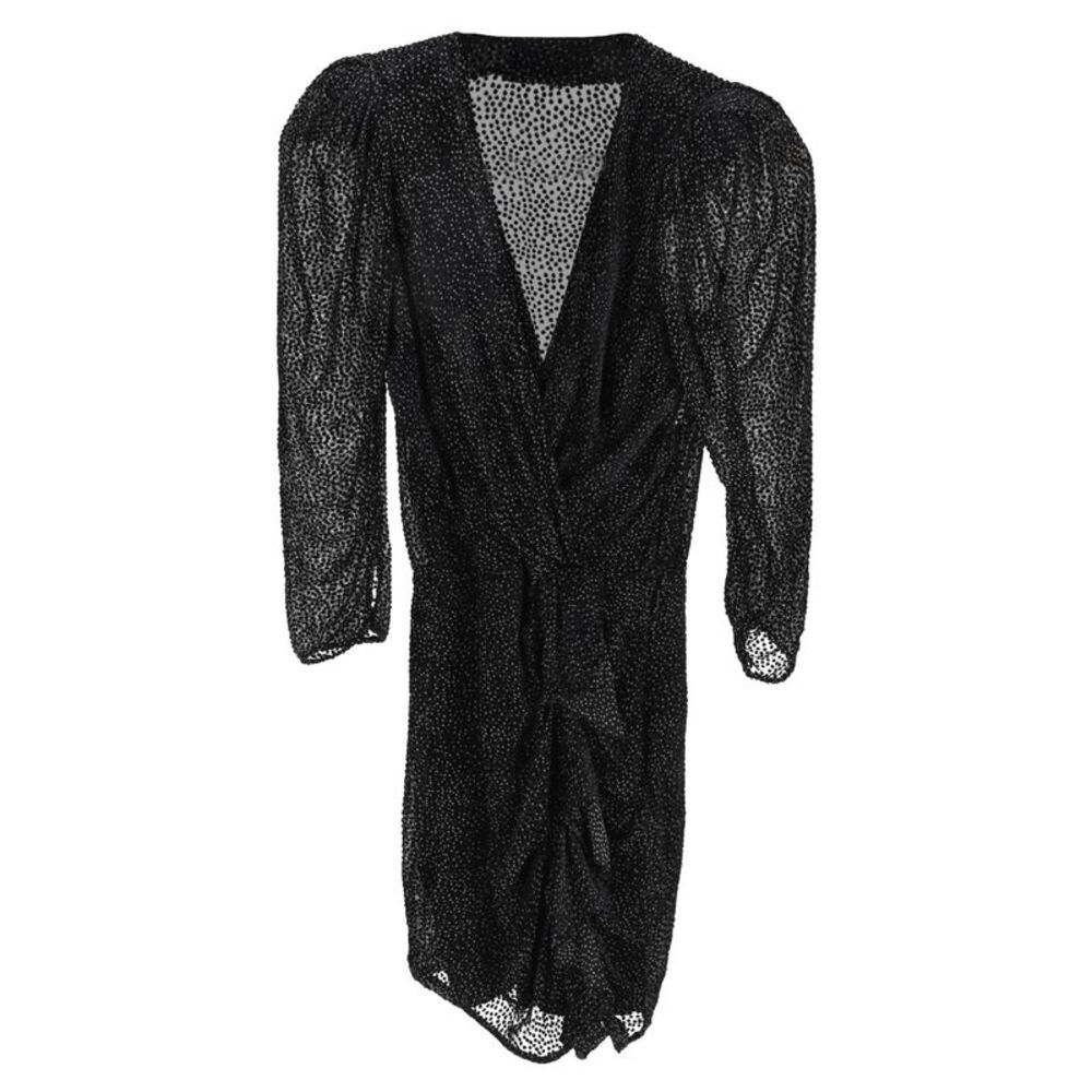 Ba&Sh Celia Polka Dot Ruffled Mini Dress in Black Silk
